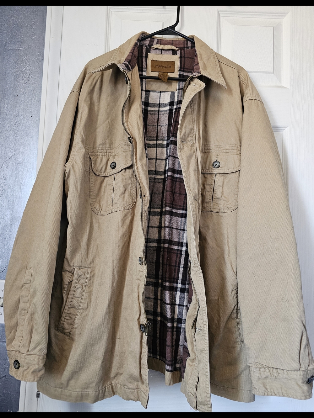 Vintage St. John's Bay Corduroy Flannel-Lined Utility Jacket Size XL Men's